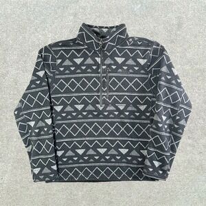 The North Face Gordon Lyons 1/4 Zip Fleece Men's Large Black Geometric Pullover